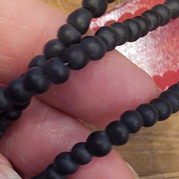 Black Matte Glass 4MM Round Beads 15 Inch/38CM Halcraft Bead Gallery # 97767 - Picture 4 of 9